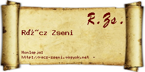 Rácz Zseni névjegykártya